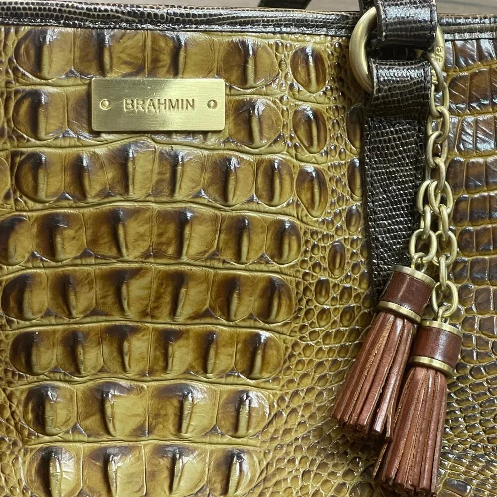 Brahmin Gold Medium Asher Tote Croc-Embossed Leather 16